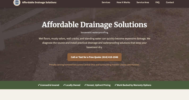 Affordable Drainage Solutions website