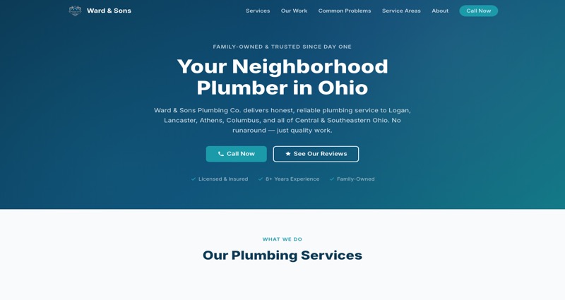 Ward & Sons Plumbing Co. website